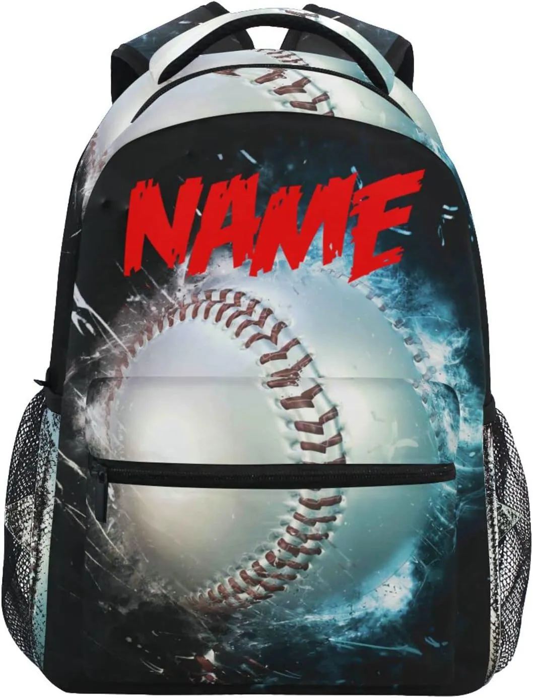 Custom Name Backpack Baseball Ball Backpacks Diy Casual Daypack Back Pack 16 inch Laptop Bag Double Zipper Travel Sports Bags with Adjustable Shoulder Strap