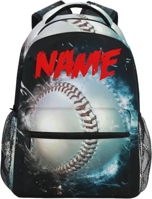 Custom Name Backpack Baseball Ball Backpacks Diy Casual Daypack Back Pack 16 inch Laptop Bag Double Zipper Travel Sports Bags with Adjustable Shoulder Strap