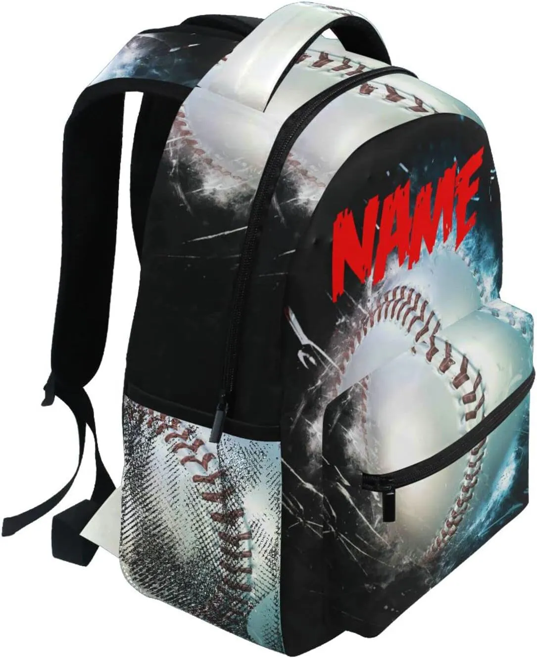 Custom Name Backpack Baseball Ball Backpacks Diy Casual Daypack Back Pack 16 inch Laptop Bag Double Zipper Travel Sports Bags with Adjustable Shoulder Strap