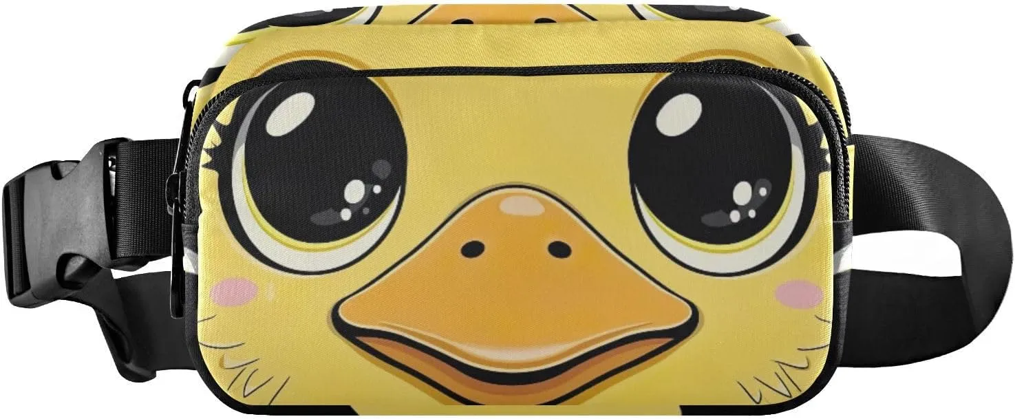 Cute Duck Faces Fanny Pack Compact Fashion Waist Bag with Adjustable Strap for Outdoors, Travel, and Sports