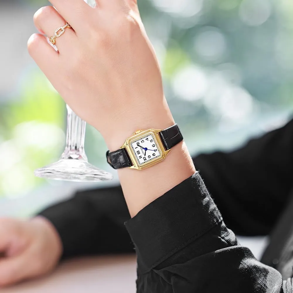 Dainty Square Watch for Women with Easy Read Arabic Numeral Ladies Dress Watches