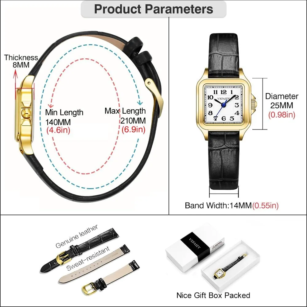 Dainty Square Watch for Women with Easy Read Arabic Numeral Ladies Dress Watches