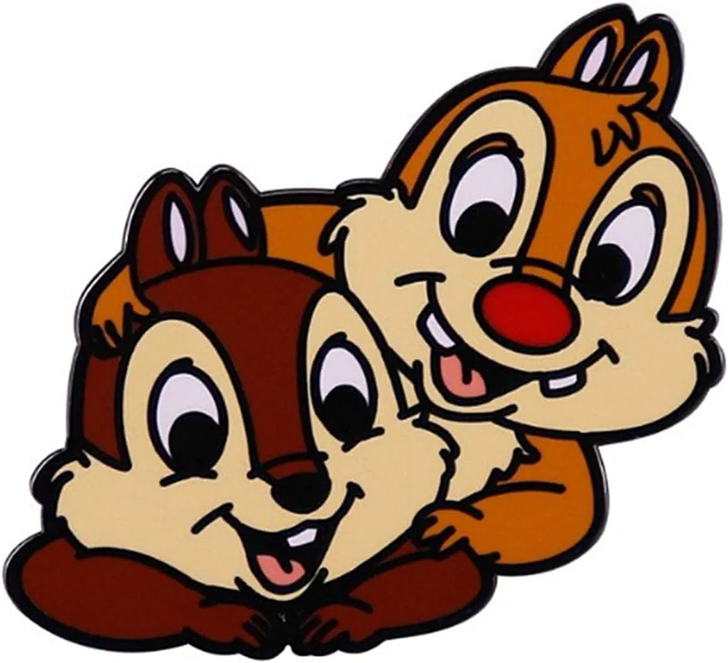 Dale And Chip Characters Faces 1 Inch Tall Metal Enamel Pin