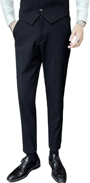 DGHM-JLMY Men's Business Slim Tapered Trousers Wedding Stretch Solid Slim Fit Dress Pant Wrinkle Resistant Pant