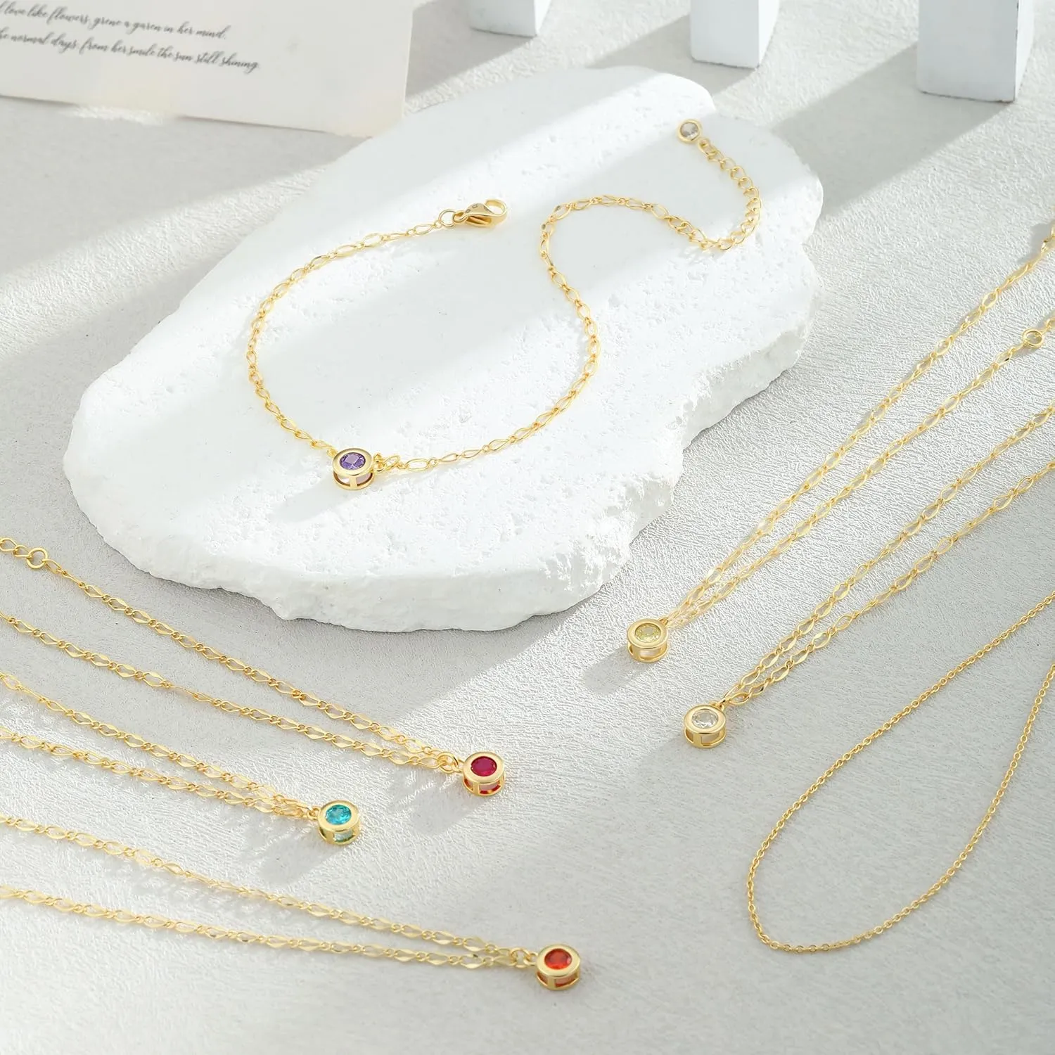 Diamond Anklets Bracelets for Women 14K Gold Plated Emerald Birthstone anklets for Women Mothers Dainty Gold anklets Blue Green Cubic Zirconia anklets Birthday Beath Gifts for Women Jewelry