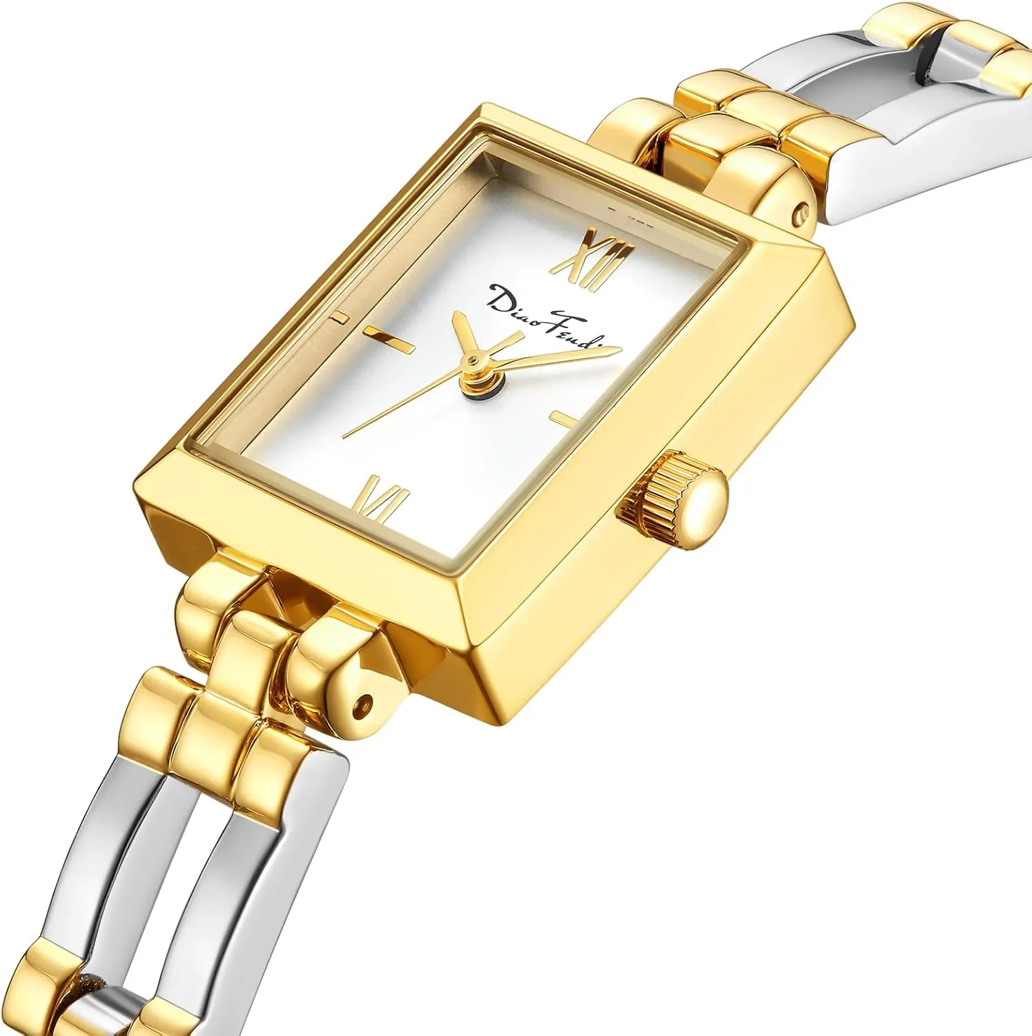 Diaofendi Small Gold Watches for Women Vintage Ladies Quartz Wrist Watches Stainless Steel Band Womens Gold Watch Luxury Bracelet Tools Included