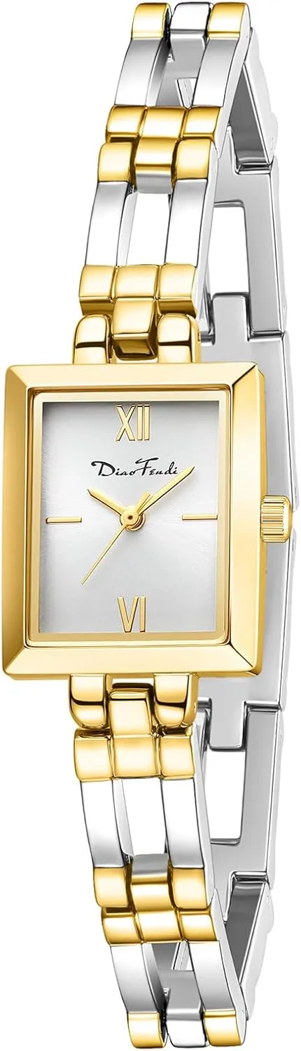 Diaofendi Small Gold Watches for Women Vintage Ladies Quartz Wrist Watches Stainless Steel Band Womens Gold Watch Luxury Bracelet Tools Included
