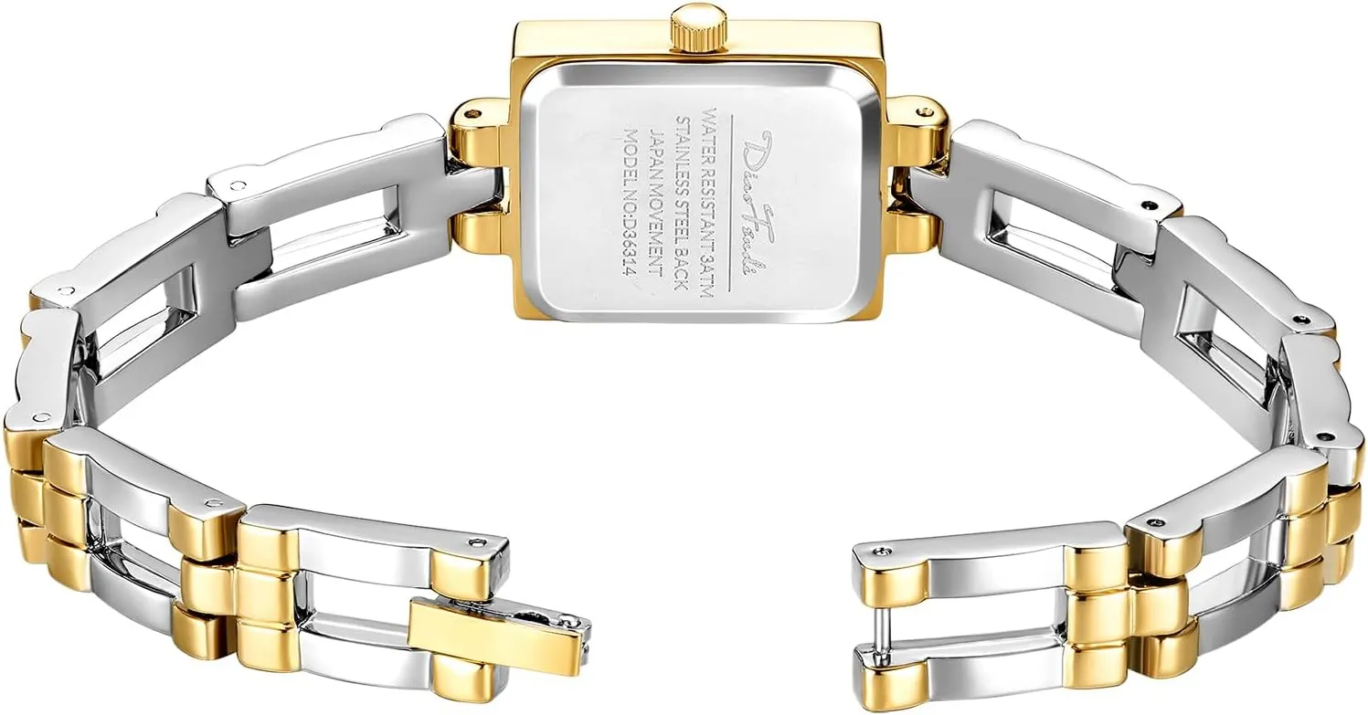 Diaofendi Small Gold Watches for Women Vintage Ladies Quartz Wrist Watches Stainless Steel Band Womens Gold Watch Luxury Bracelet Tools Included