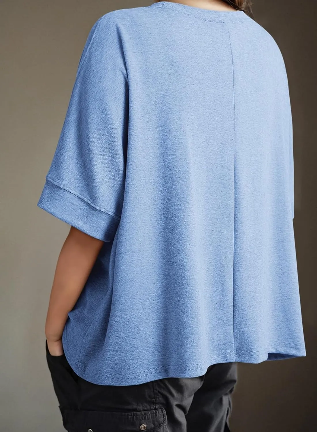 Dokotoo Summer Shirts 2025 Womens Solid T Shirts for Women Loose Oversized Tops Basic Tee