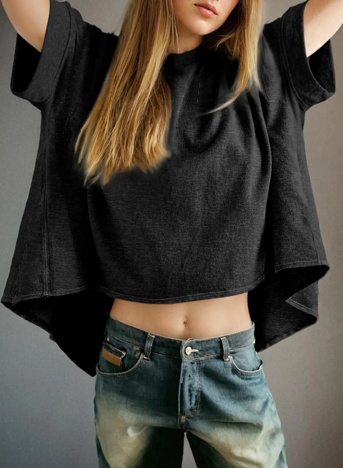 Dokotoo Summer Shirts 2025 Womens Solid T Shirts for Women Loose Oversized Tops Basic Tee