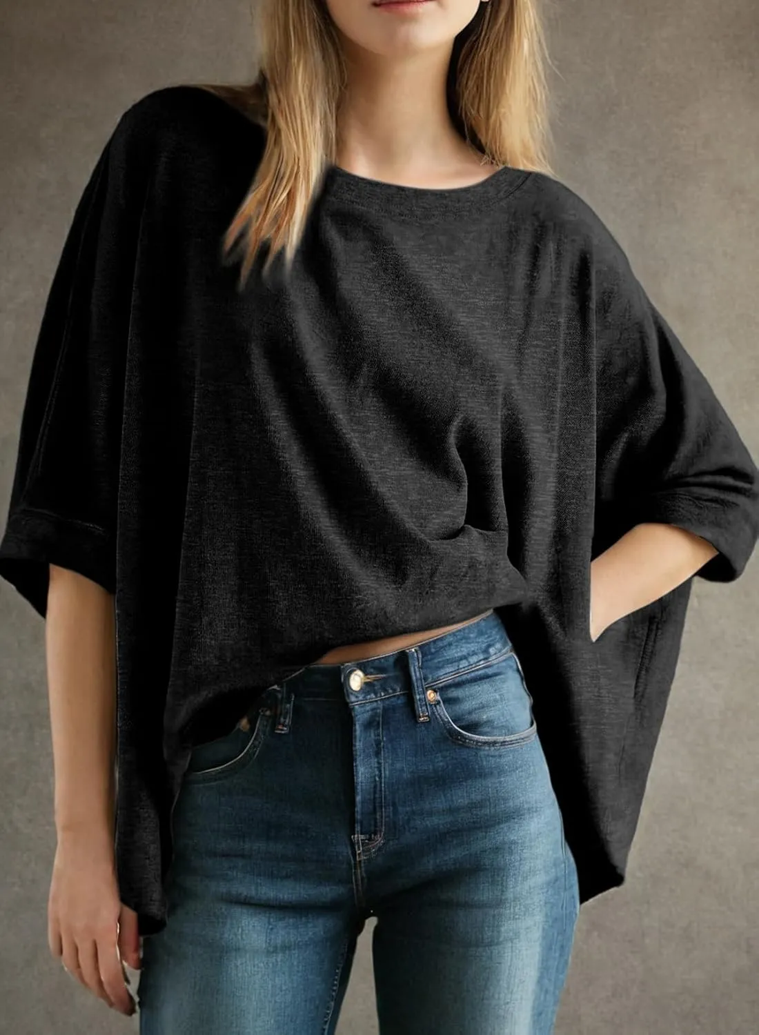 Dokotoo Summer Shirts 2025 Womens Solid T Shirts for Women Loose Oversized Tops Basic Tee