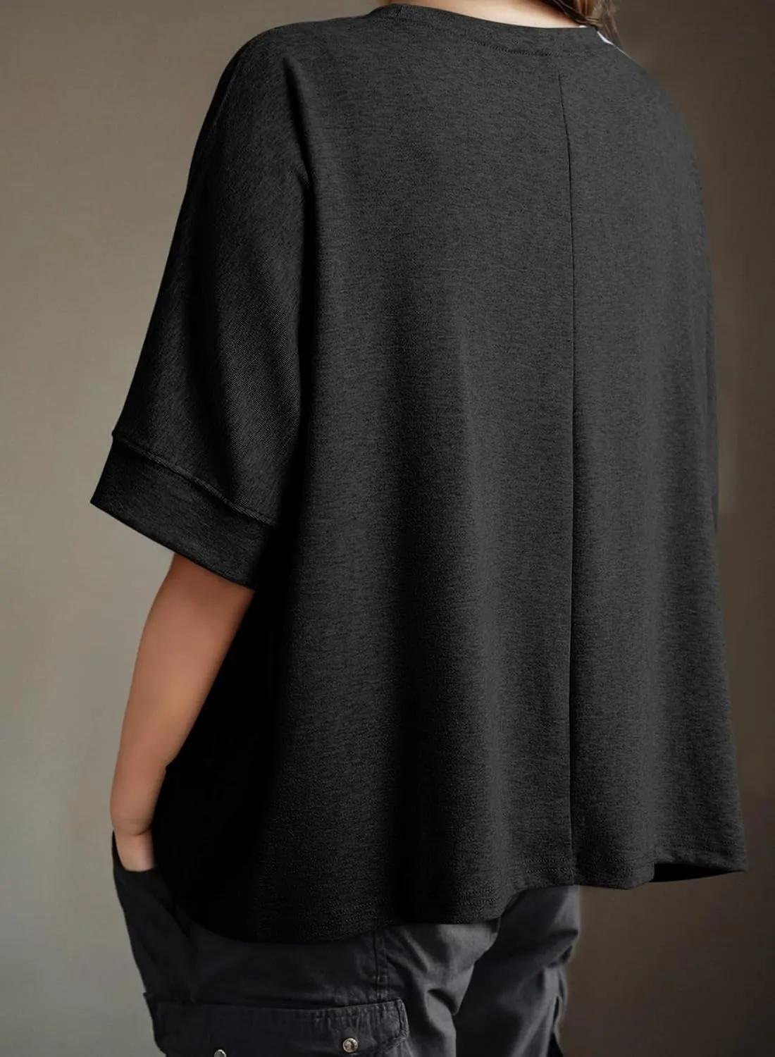 Dokotoo Summer Shirts 2025 Womens Solid T Shirts for Women Loose Oversized Tops Basic Tee