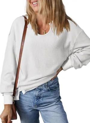 Dokotoo Womens Spring Outfits V Neck Waffle Knit Tops Cropped Sweaters Long Sleeve Pullover Crop Top