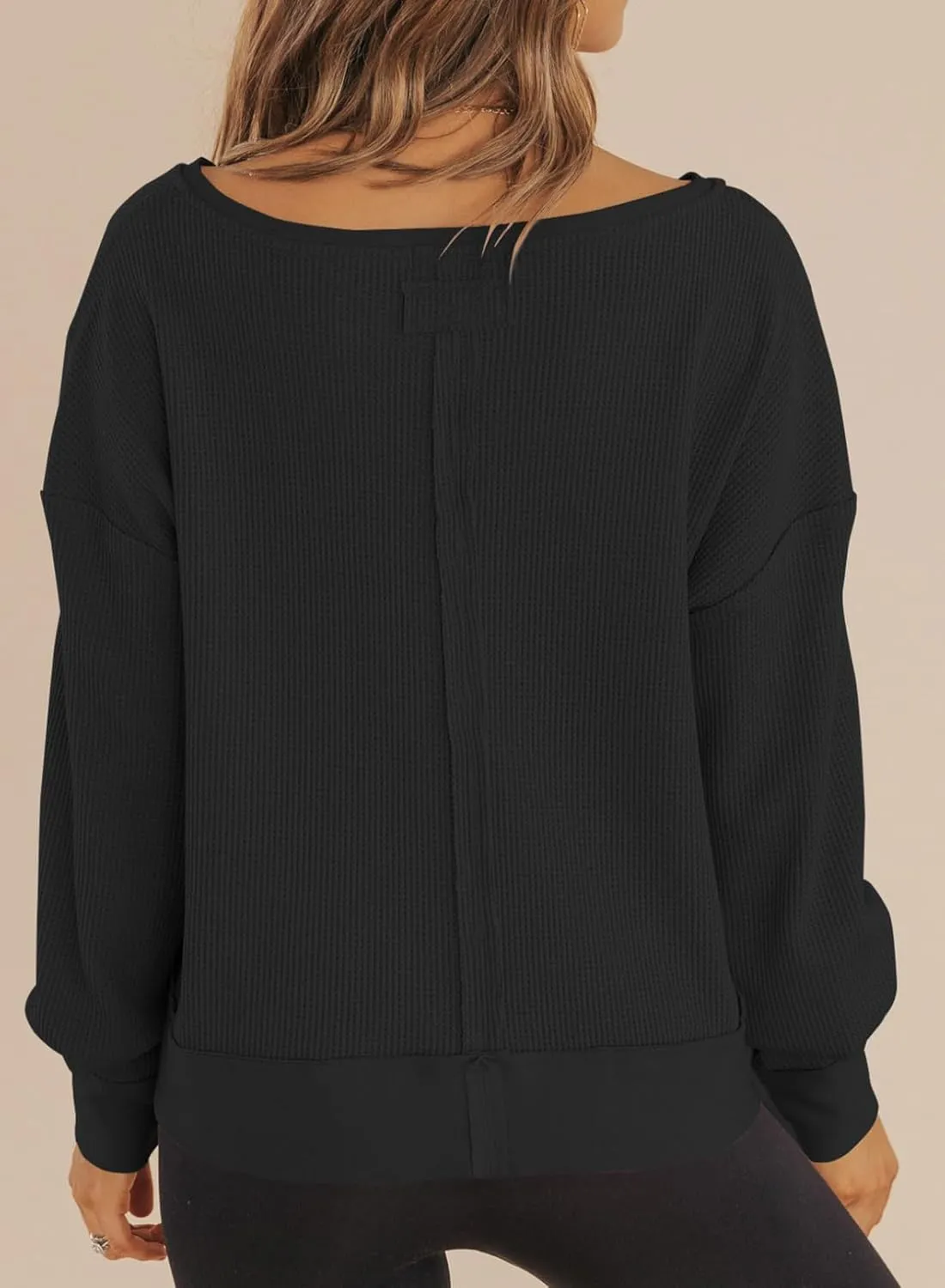 Dokotoo Womens Spring Outfits V Neck Waffle Knit Tops Cropped Sweaters Long Sleeve Pullover Crop Top