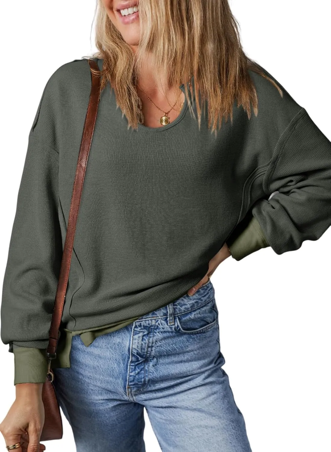 Dokotoo Womens Spring Outfits V Neck Waffle Knit Tops Cropped Sweaters Long Sleeve Pullover Crop Top