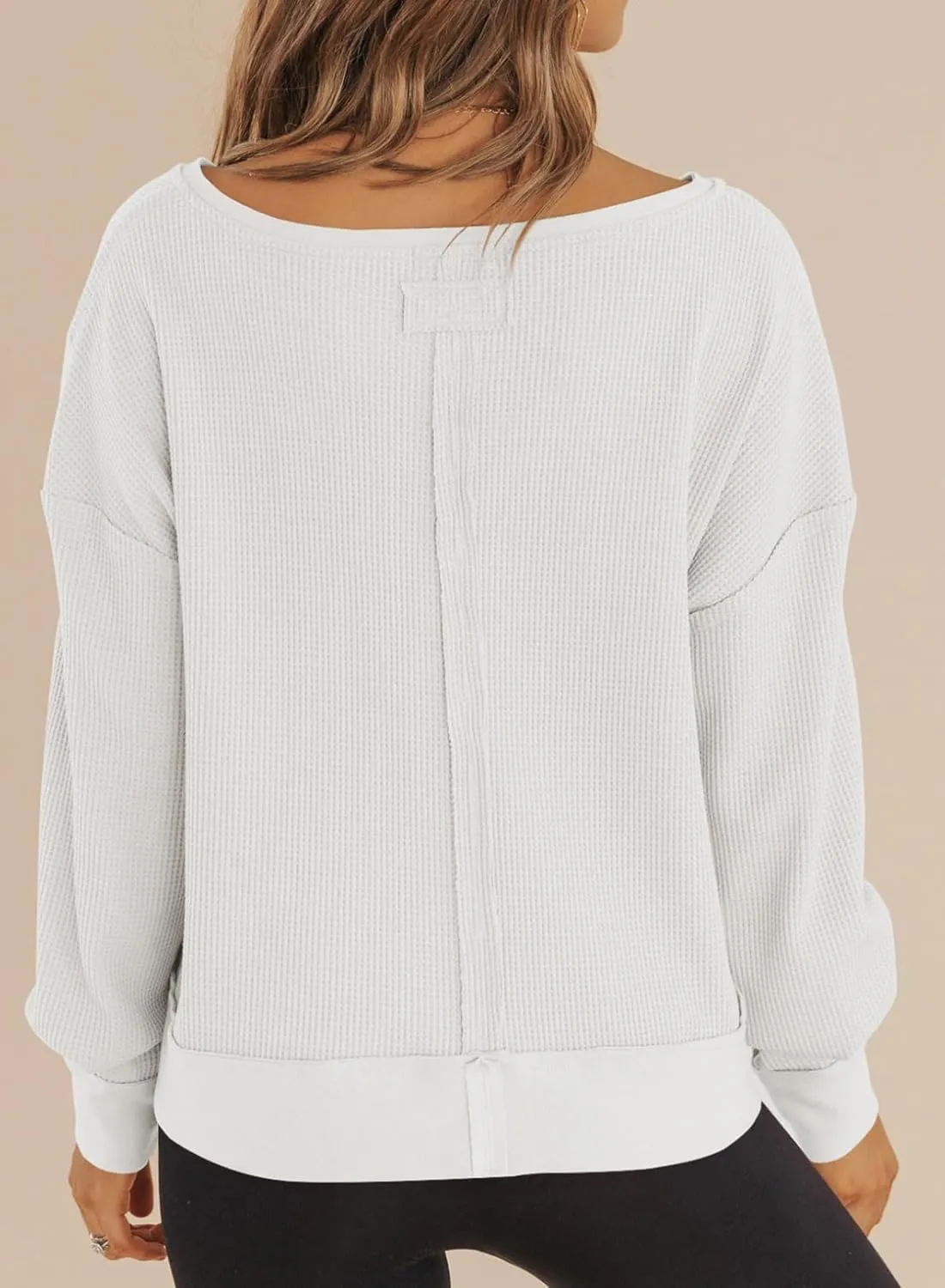 Dokotoo Womens Spring Outfits V Neck Waffle Knit Tops Cropped Sweaters Long Sleeve Pullover Crop Top