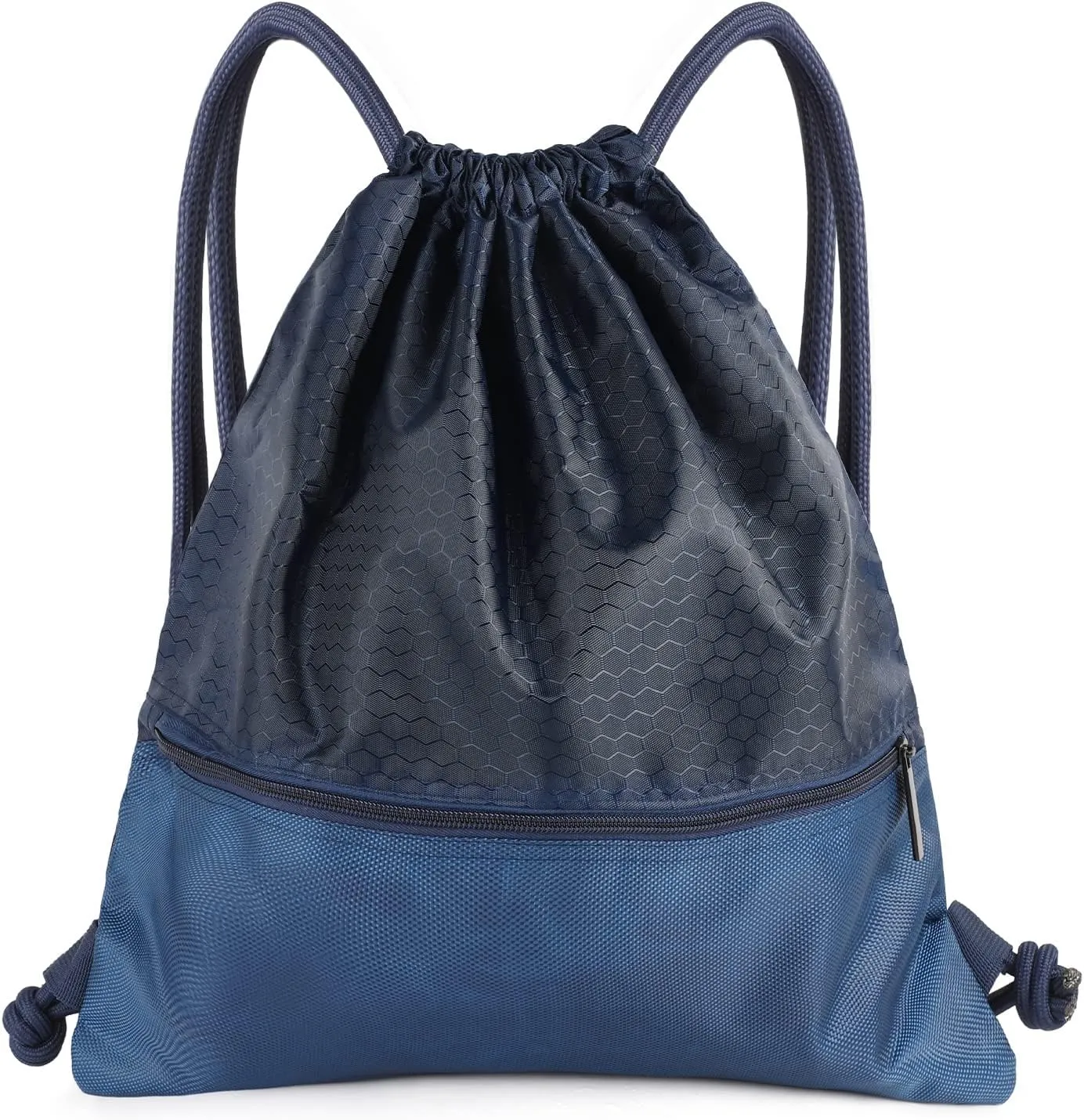 Drawstring Backpack Bag, Waterproof Draw String Back Sack with Zip Pocket, Gym Drawstring Bags Swim Bag for Men Women