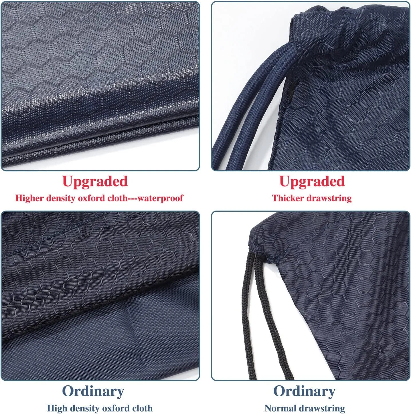 Drawstring Backpack Bag, Waterproof Draw String Back Sack with Zip Pocket, Gym Drawstring Bags Swim Bag for Men Women