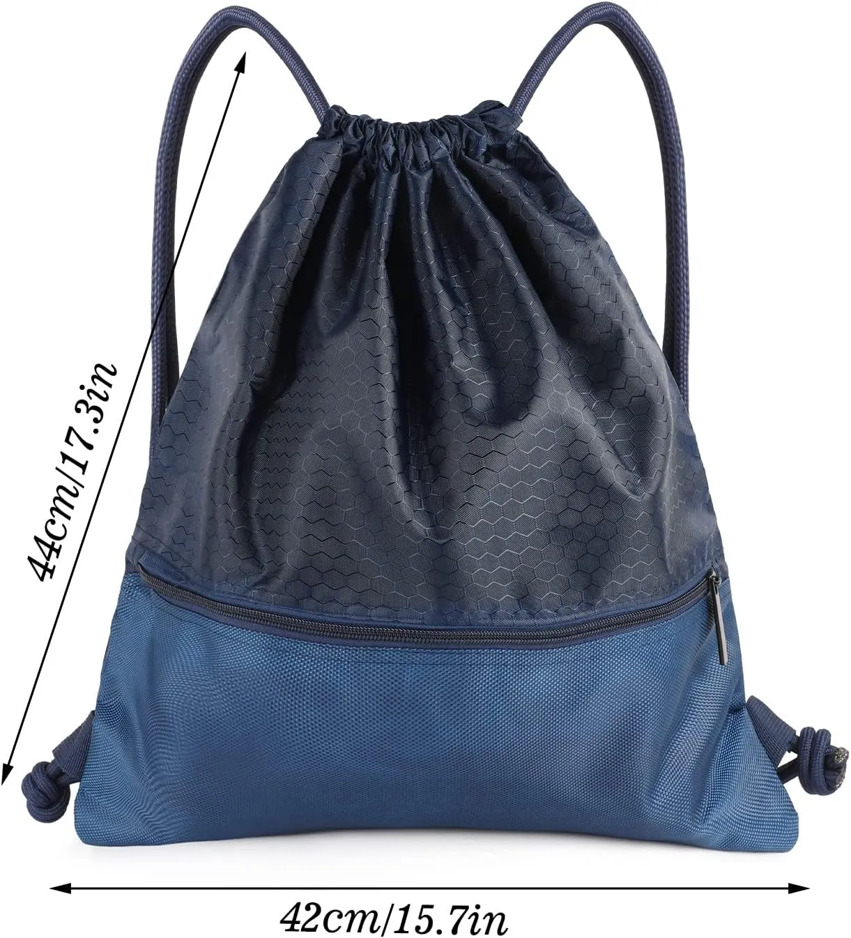 Drawstring Backpack Bag, Waterproof Draw String Back Sack with Zip Pocket, Gym Drawstring Bags Swim Bag for Men Women