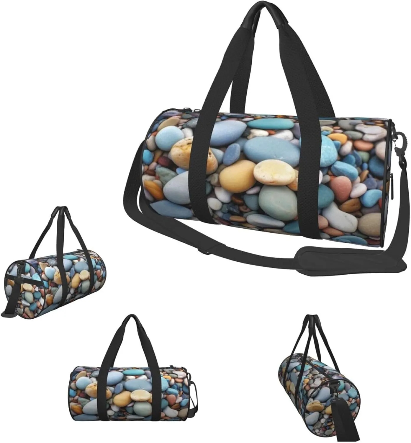 Duffle Bags Beach Colored Pebbles Gym Bag for Men Women Waterproof Travel Duffle Bags Convertible Carry on Garment Bag for Travel Sports