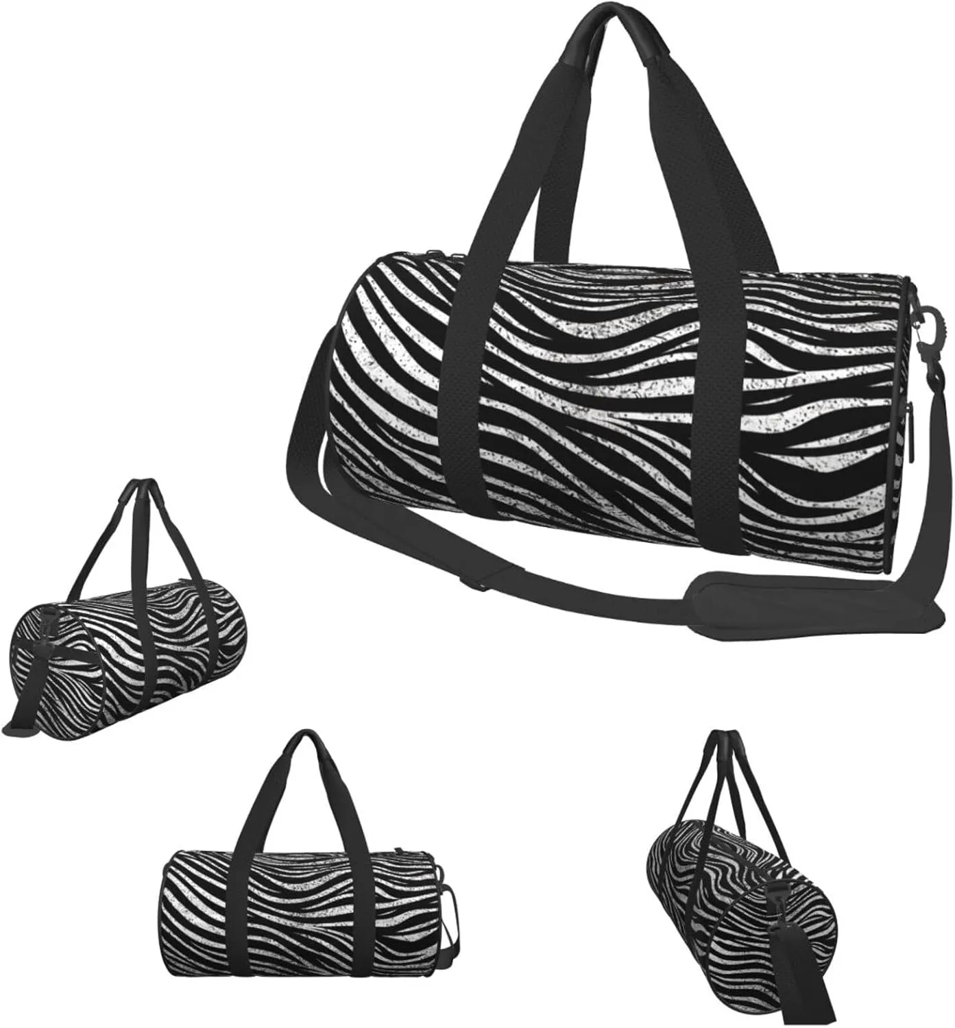 Duffle Bags Black and White Grain Gym Bag for Men Women Waterproof Travel Duffle Bags Convertible Carry on Garment Bag for Travel Sports
