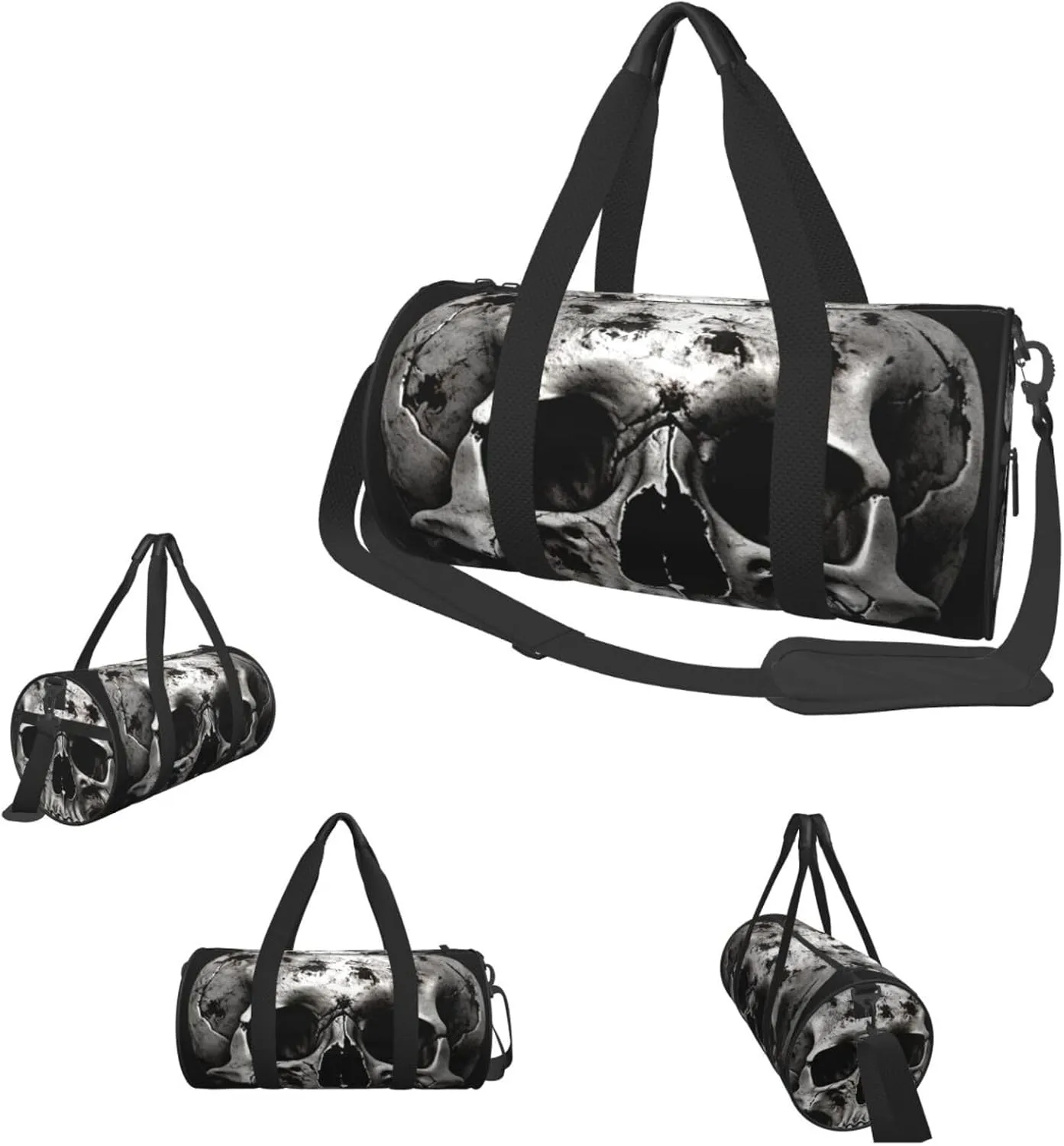 Duffle Bags Black and White Human Skull Gym Bag for Men Women Waterproof Travel Duffle Bags Convertible Carry on Garment Bag for Travel Sports