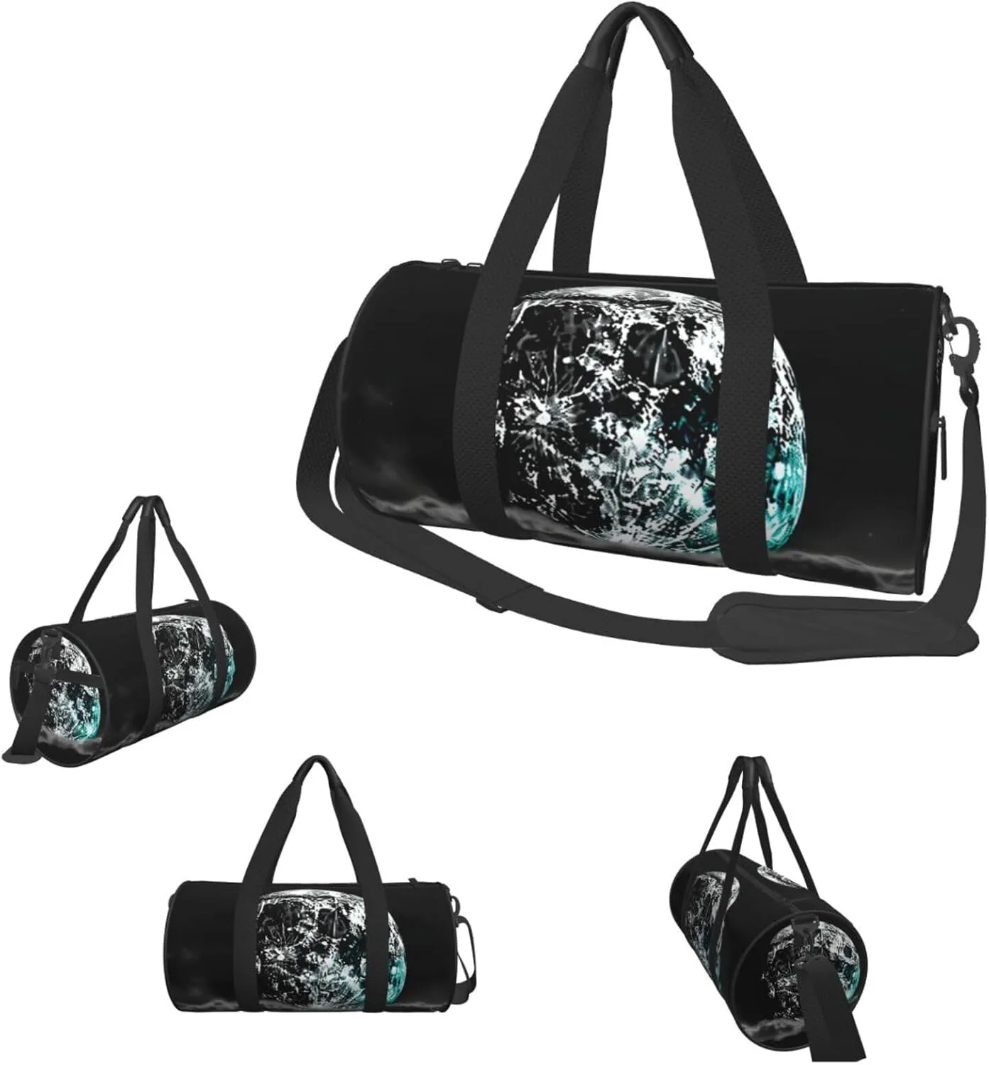 Duffle Bags Black and White Space Moon Gym Bag for Men Women Waterproof Travel Duffle Bags Convertible Carry on Garment Bag for Travel Sports