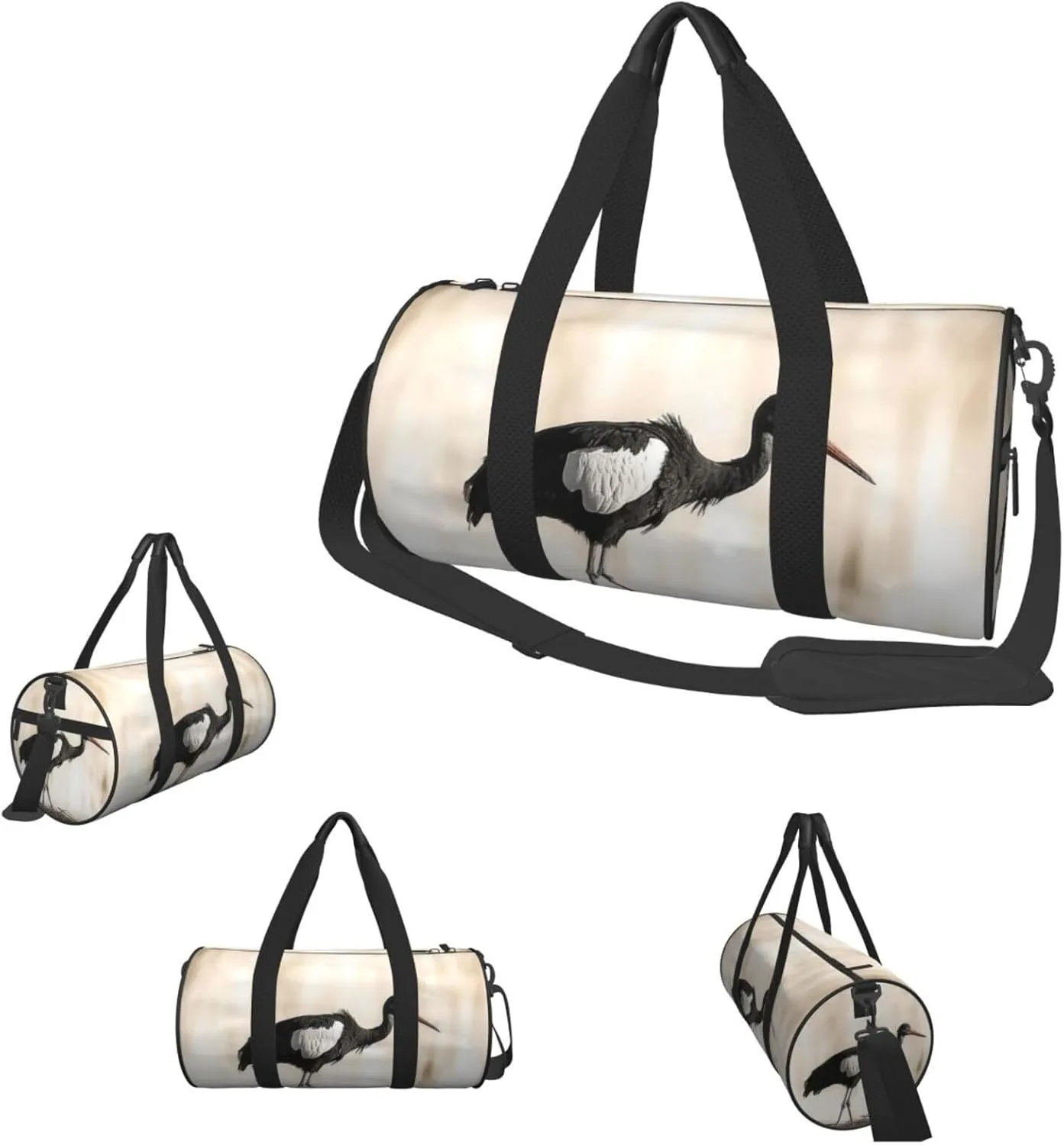 Duffle Bags Black Stork Gym Bag for Men Women Waterproof Travel Duffle Bags Convertible Carry on Garment Bag for Travel Sports