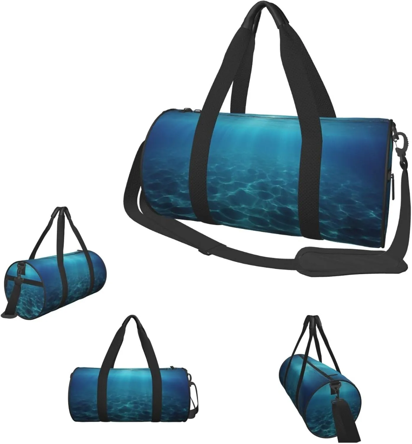 Duffle Bags Blue Deep Ocean Gym Bag for Men Women Waterproof Travel Duffle Bags Convertible Carry on Garment Bag for Travel Sports