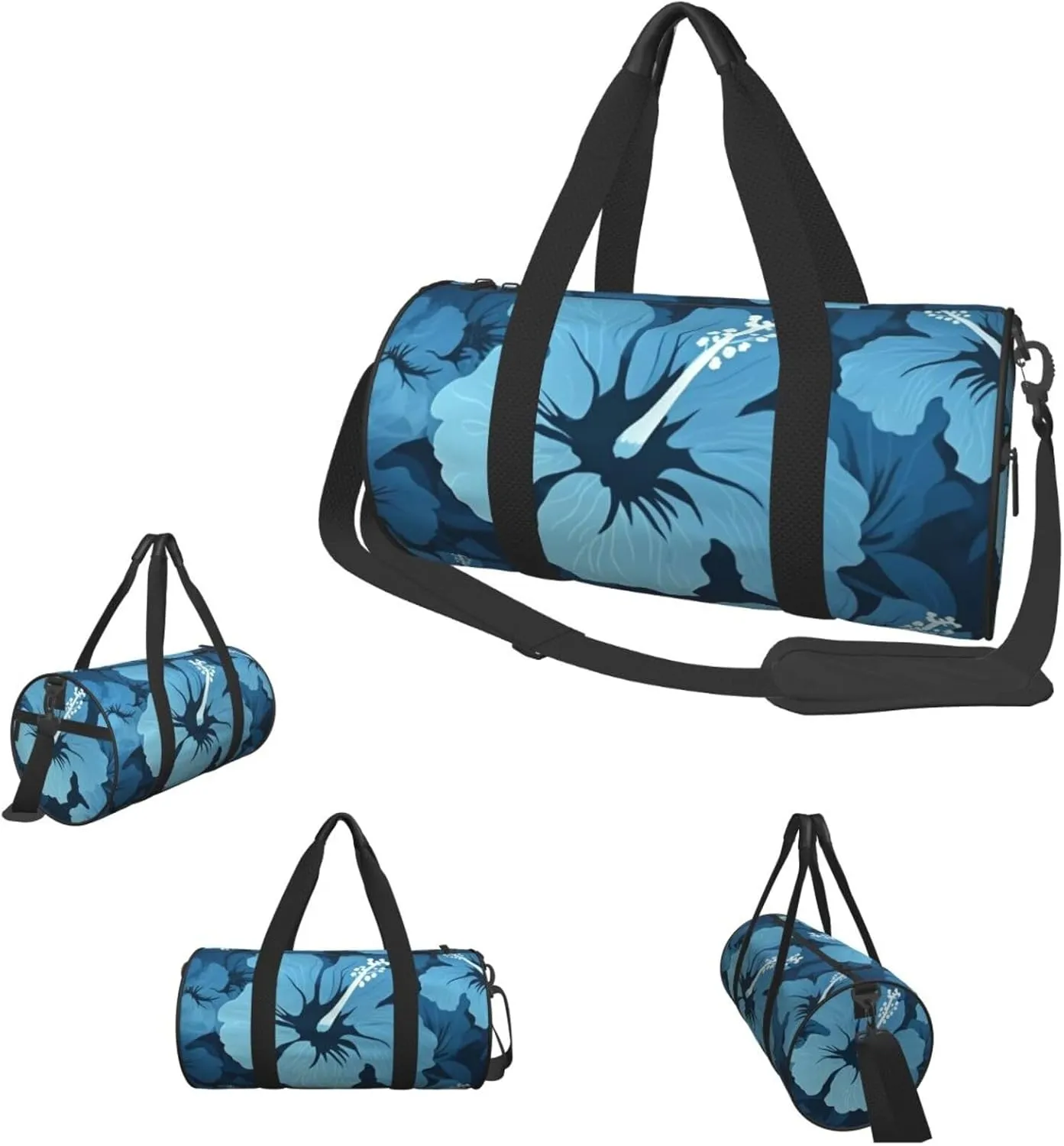 Duffle Bags Blue hibiscus Gym Bag for Men Women Waterproof Travel Duffle Bags Convertible Carry on Garment Bag for Travel Sports