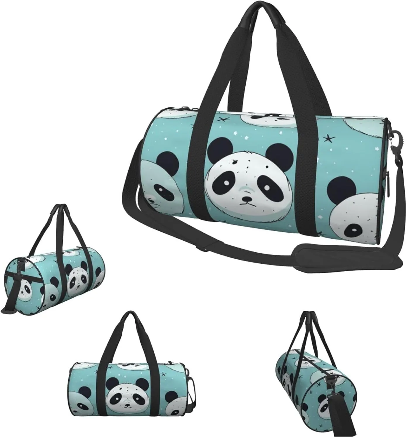 Duffle Bags Cartoon Panda Bear Gym Bag for Men Women Waterproof Travel Duffle Bags Convertible Carry on Garment Bag for Travel Sports