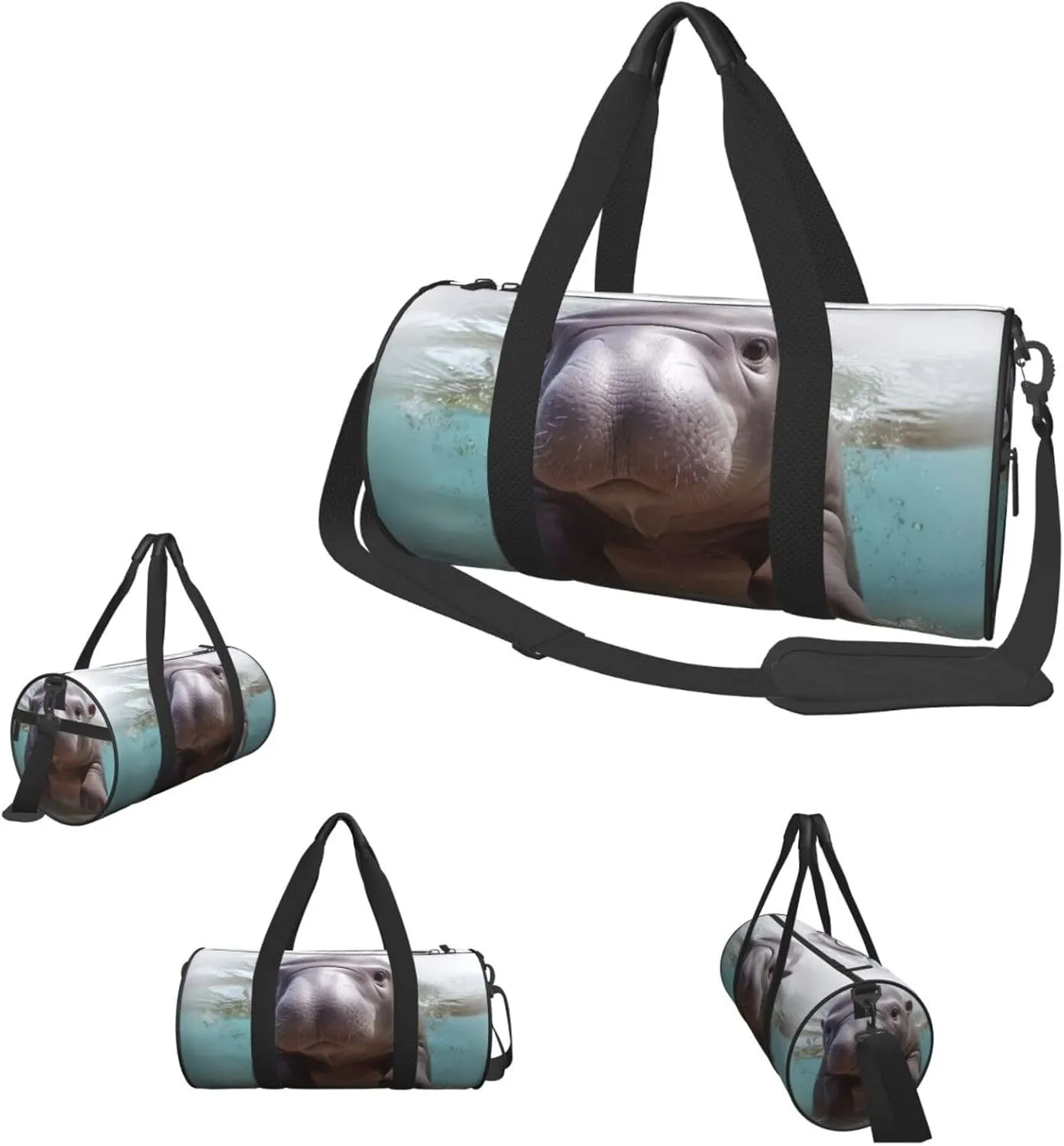 Duffle Bags Cute Hippo Gym Bag for Men Women Waterproof Travel Duffle Bags Convertible Carry on Garment Bag for Travel Sports