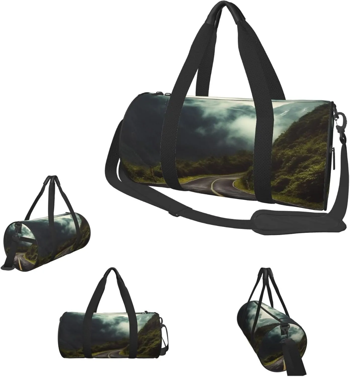 Duffle Bags Deep mountain road Gym Bag for Men Women Waterproof Travel Duffle Bags Convertible Carry on Garment Bag for Travel Sports