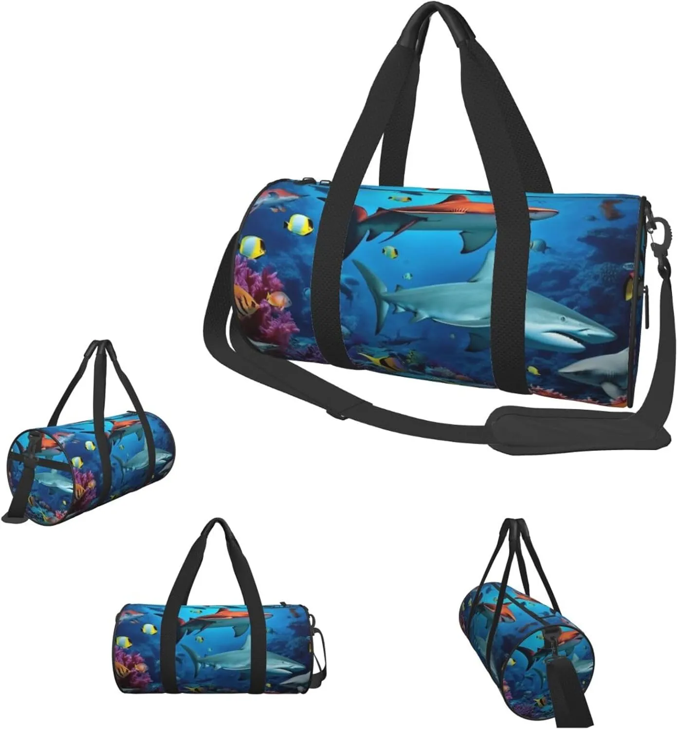 Duffle Bags Fish Sharks Coral Gym Bag for Men Women Waterproof Travel Duffle Bags Convertible Carry on Garment Bag for Travel Sports
