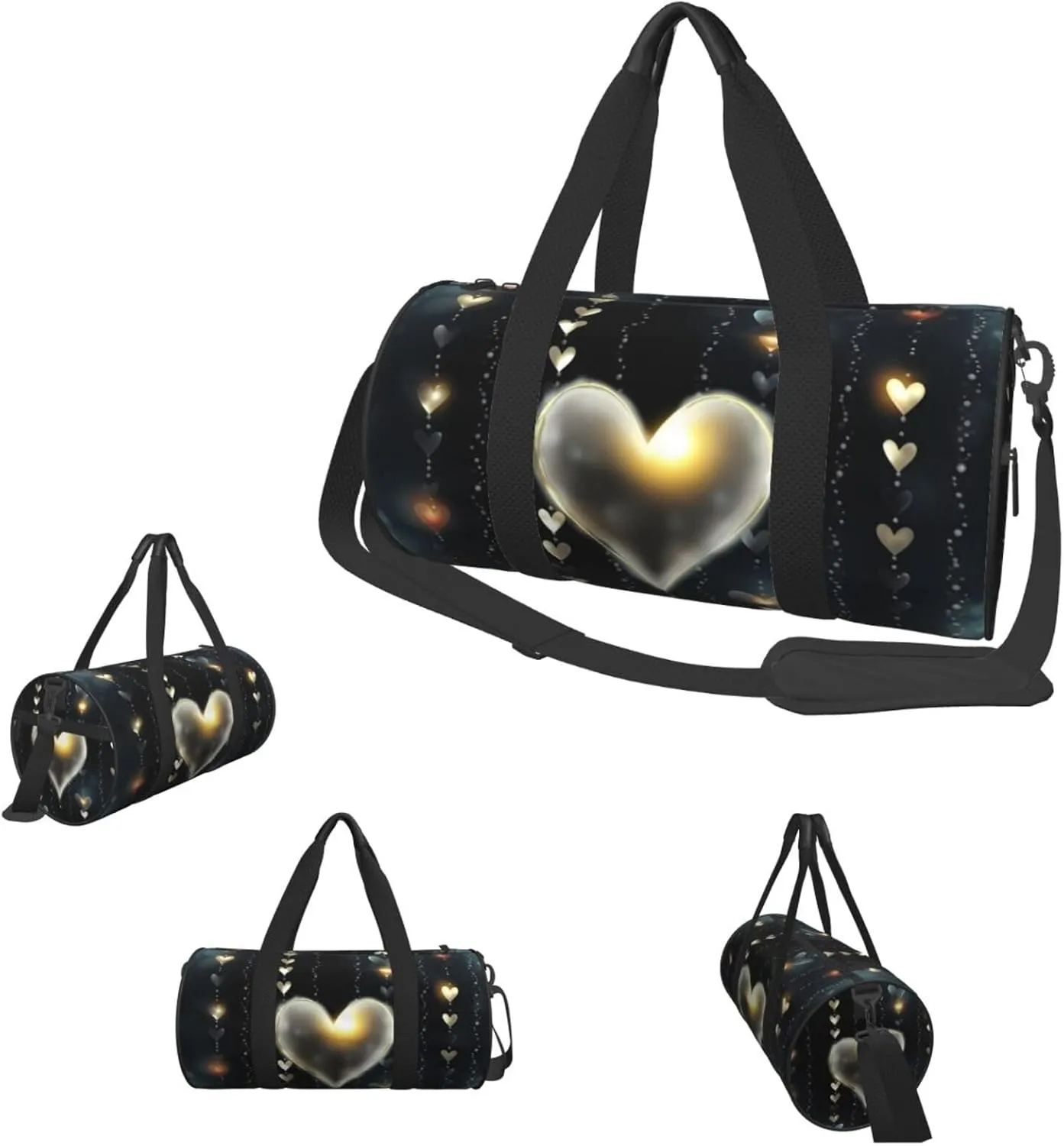 Duffle Bags Glowing love Gym Bag for Men Women Waterproof Travel Duffle Bags Convertible Carry on Garment Bag for Travel Sports