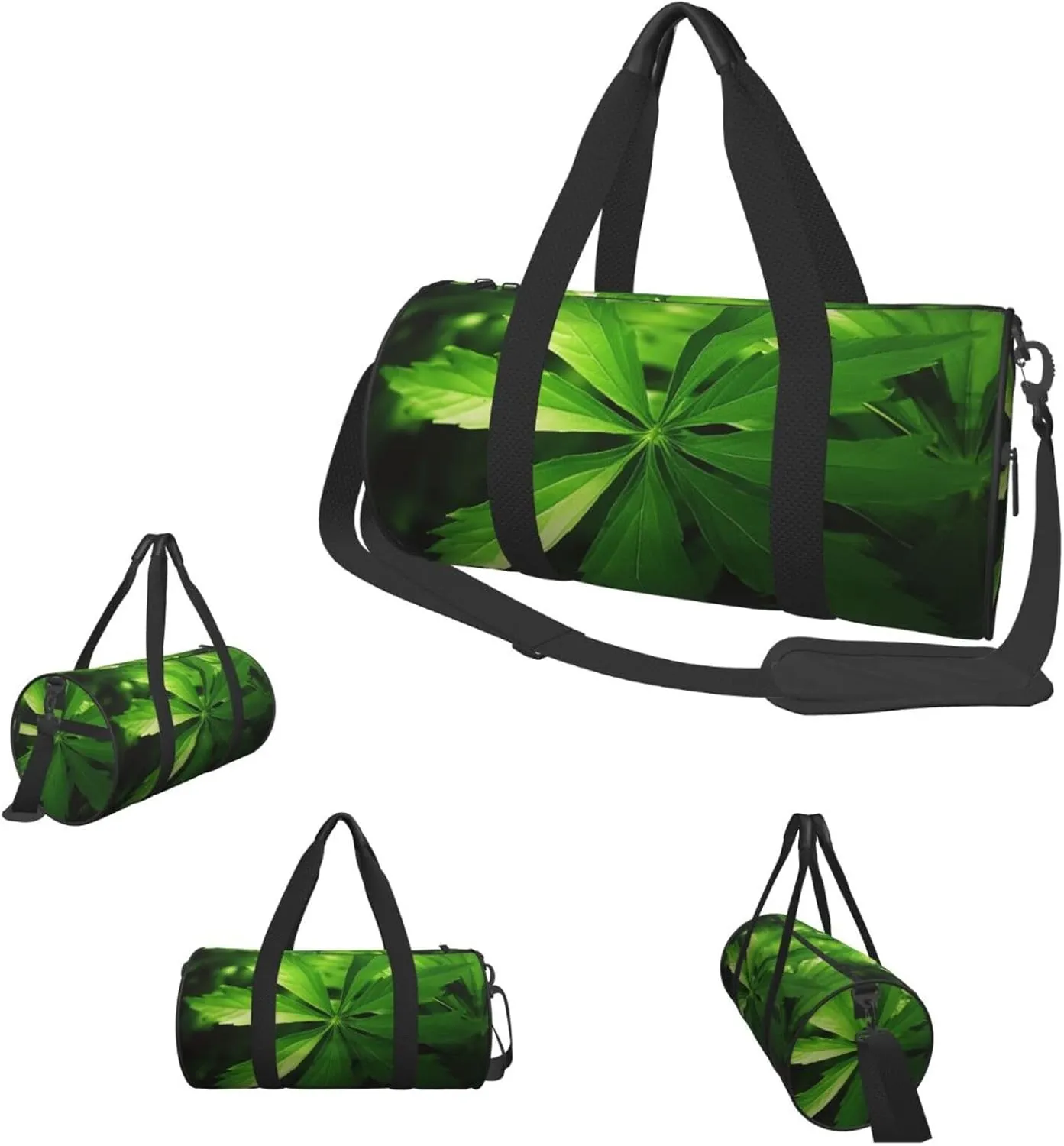 Duffle Bags Green leaves Gym Bag for Men Women Waterproof Travel Duffle Bags Convertible Carry on Garment Bag for Travel Sports