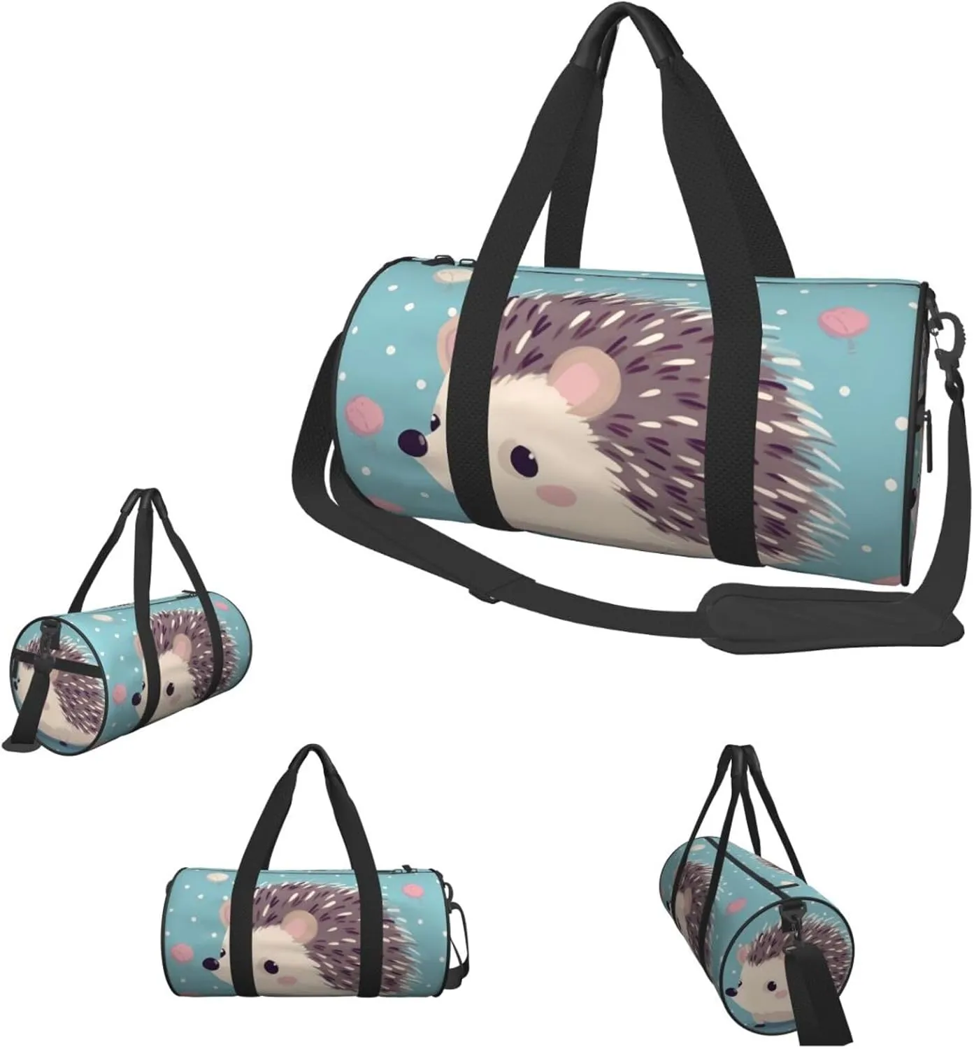 Duffle Bags Hedgehog Polkadot Gym Bag for Men Women Waterproof Travel Duffle Bags Convertible Carry on Garment Bag for Travel Sports