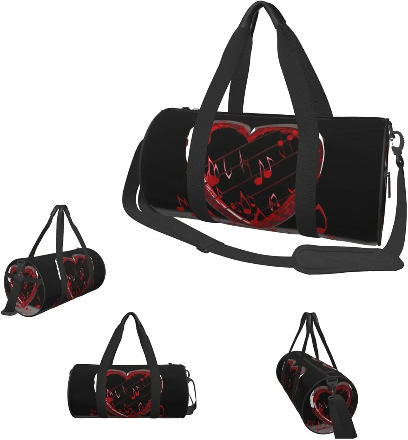 Duffle Bags Music Note Heart Gym Bag for Men Women Waterproof Travel Duffle Bags Convertible Carry on Garment Bag for Travel Sports