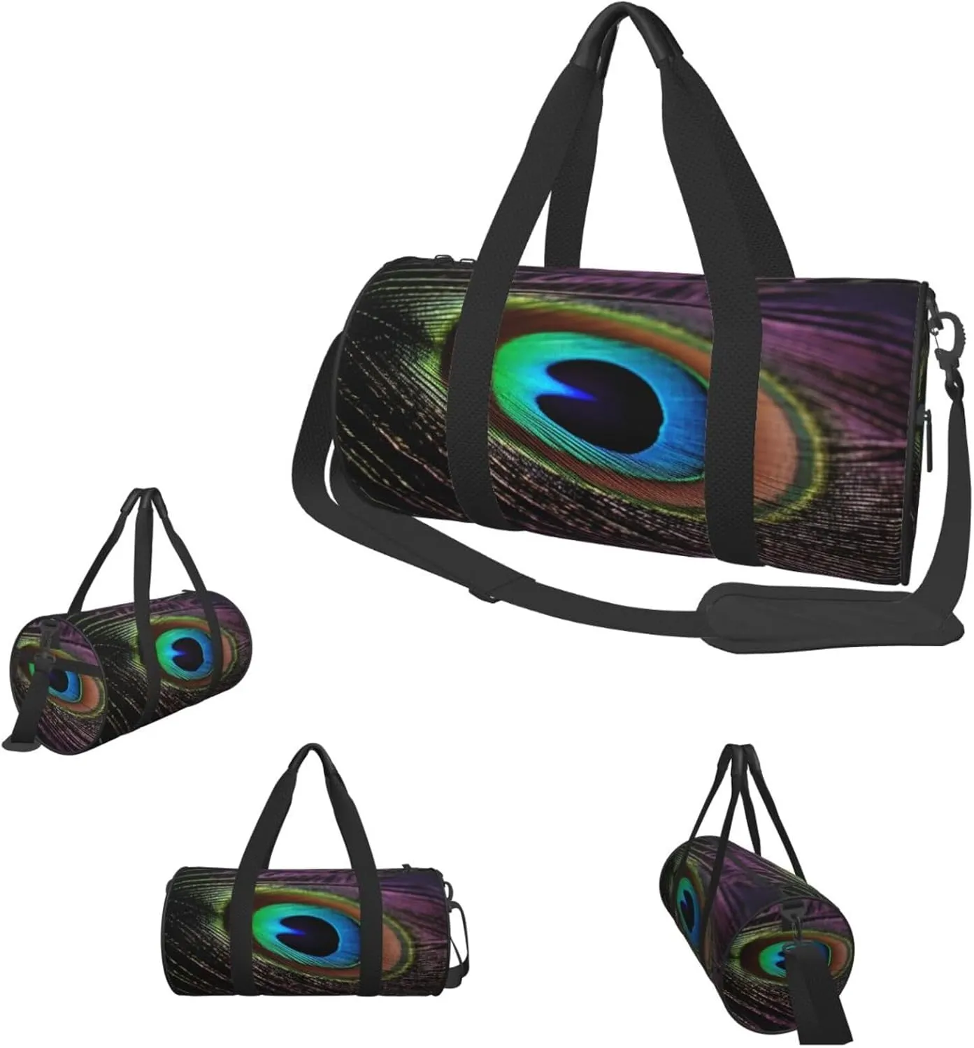 Duffle Bags Peacock feather Gym Bag for Men Women Waterproof Travel Duffle Bags Convertible Carry on Garment Bag for Travel Sports