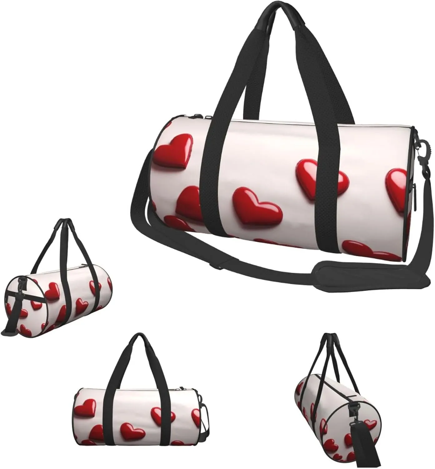 Duffle Bags Red Hearts Gym Bag for Men Women Waterproof Travel Duffle Bags Convertible Carry on Garment Bag for Travel Sports