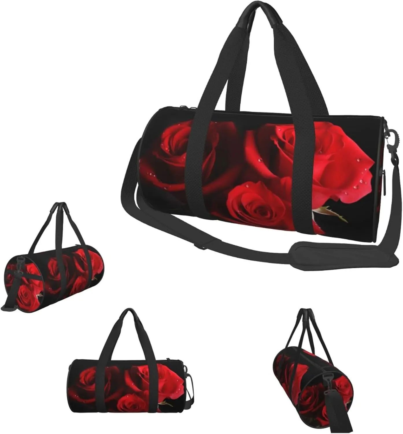 Duffle Bags Red Roses Gym Bag for Men Women Waterproof Travel Duffle Bags Convertible Carry on Garment Bag for Travel Sports