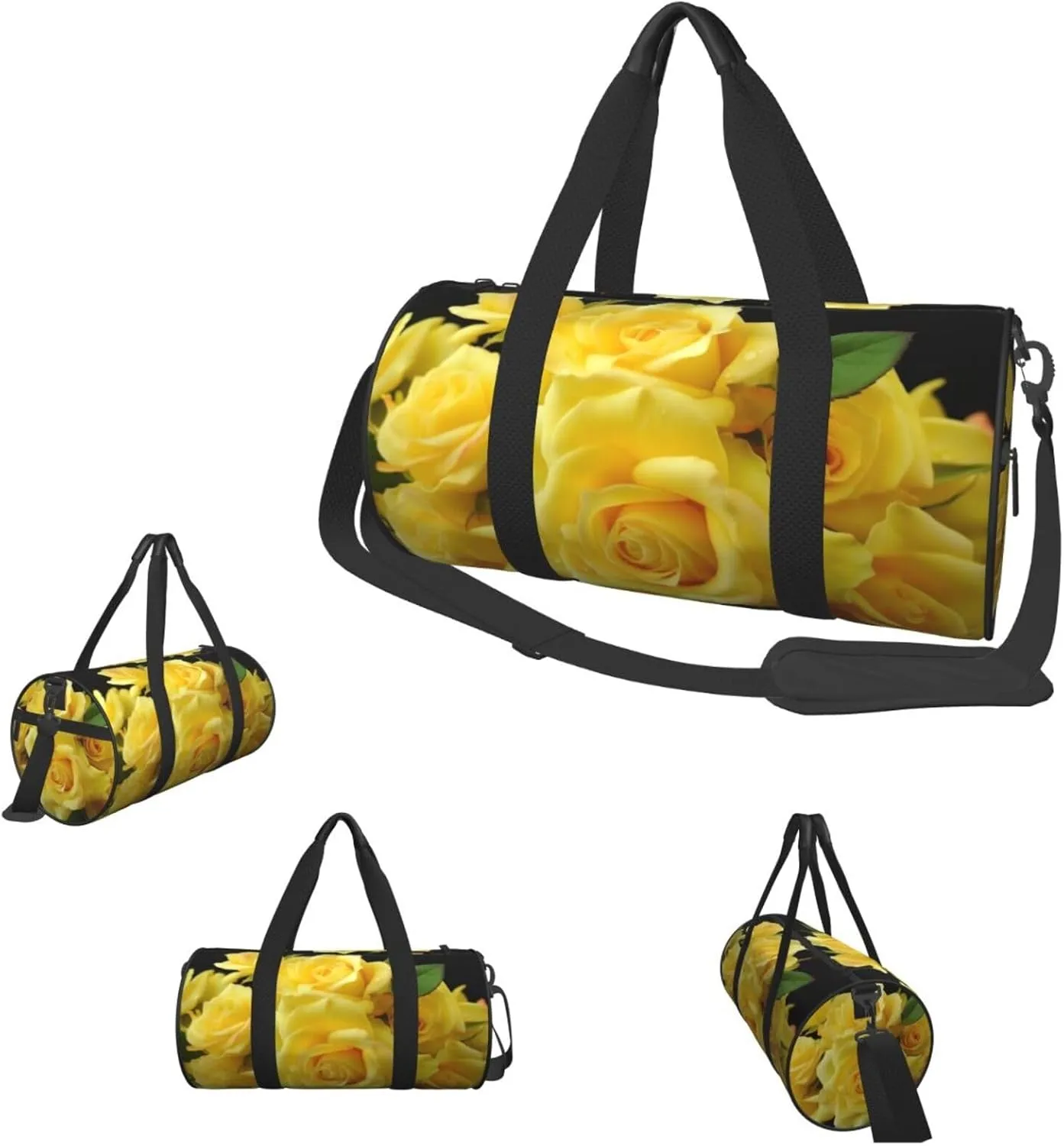 Duffle Bags Yellow Rose Gym Bag for Men Women Waterproof Travel Duffle Bags Convertible Carry on Garment Bag for Travel Sports