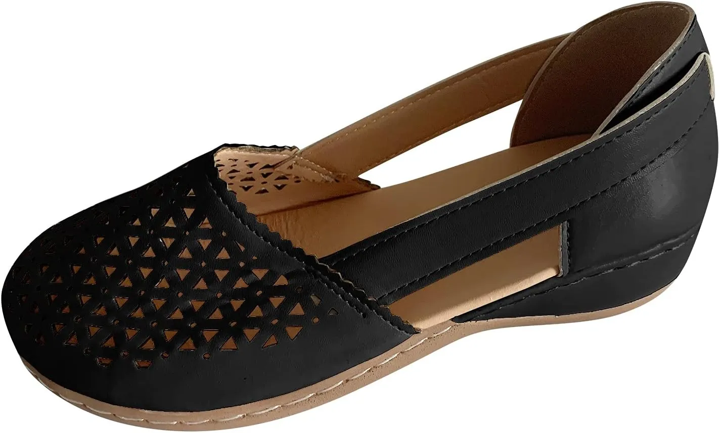Eduavar Walking Sandals Women, Sandals Women Dressy Summer Close Toed Sandals Hollow Out Wedges Comfy Sandals Shoes