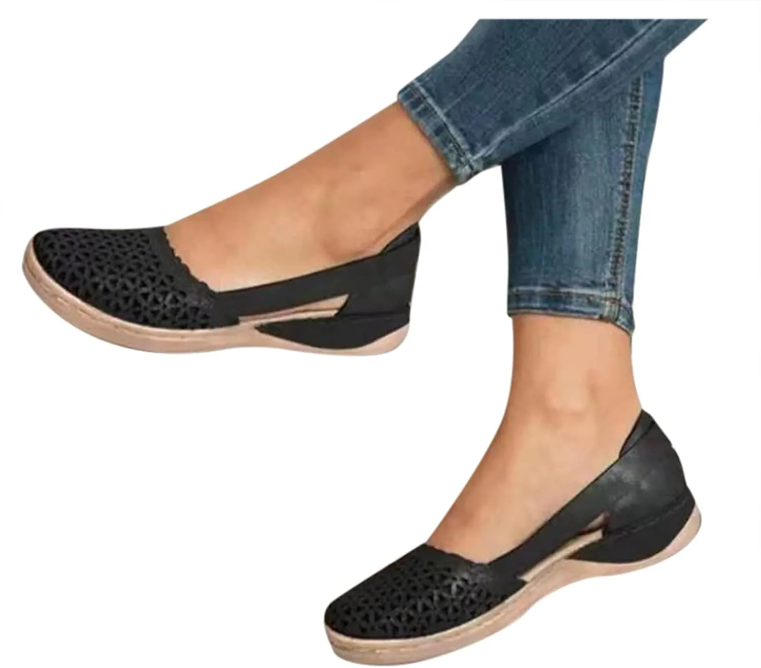 Eduavar Walking Sandals Women, Sandals Women Dressy Summer Close Toed Sandals Hollow Out Wedges Comfy Sandals Shoes