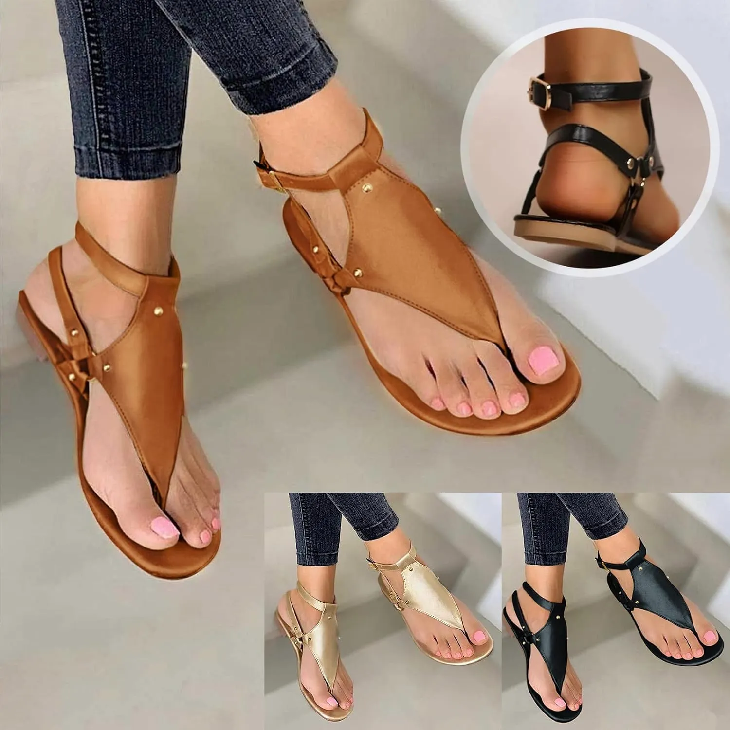 Eduavar Walking Sandals Women, Sandals Women Dressy Summer Close Toed Sandals Hollow Out Wedges Comfy Sandals Shoes
