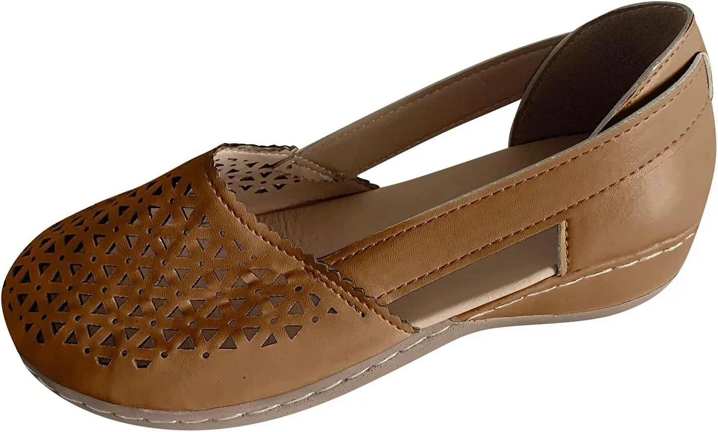 Eduavar Walking Sandals Women, Sandals Women Dressy Summer Close Toed Sandals Hollow Out Wedges Comfy Sandals Shoes