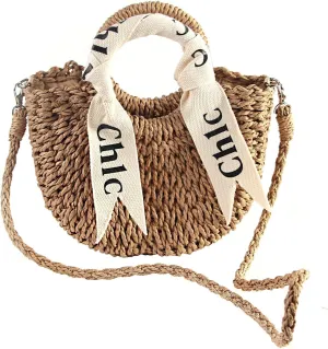 Eiyye Women's Shoulder Handbag Straw Beach Bag Woven Bag Handbag Purse Summer Beach Bag, Khaki