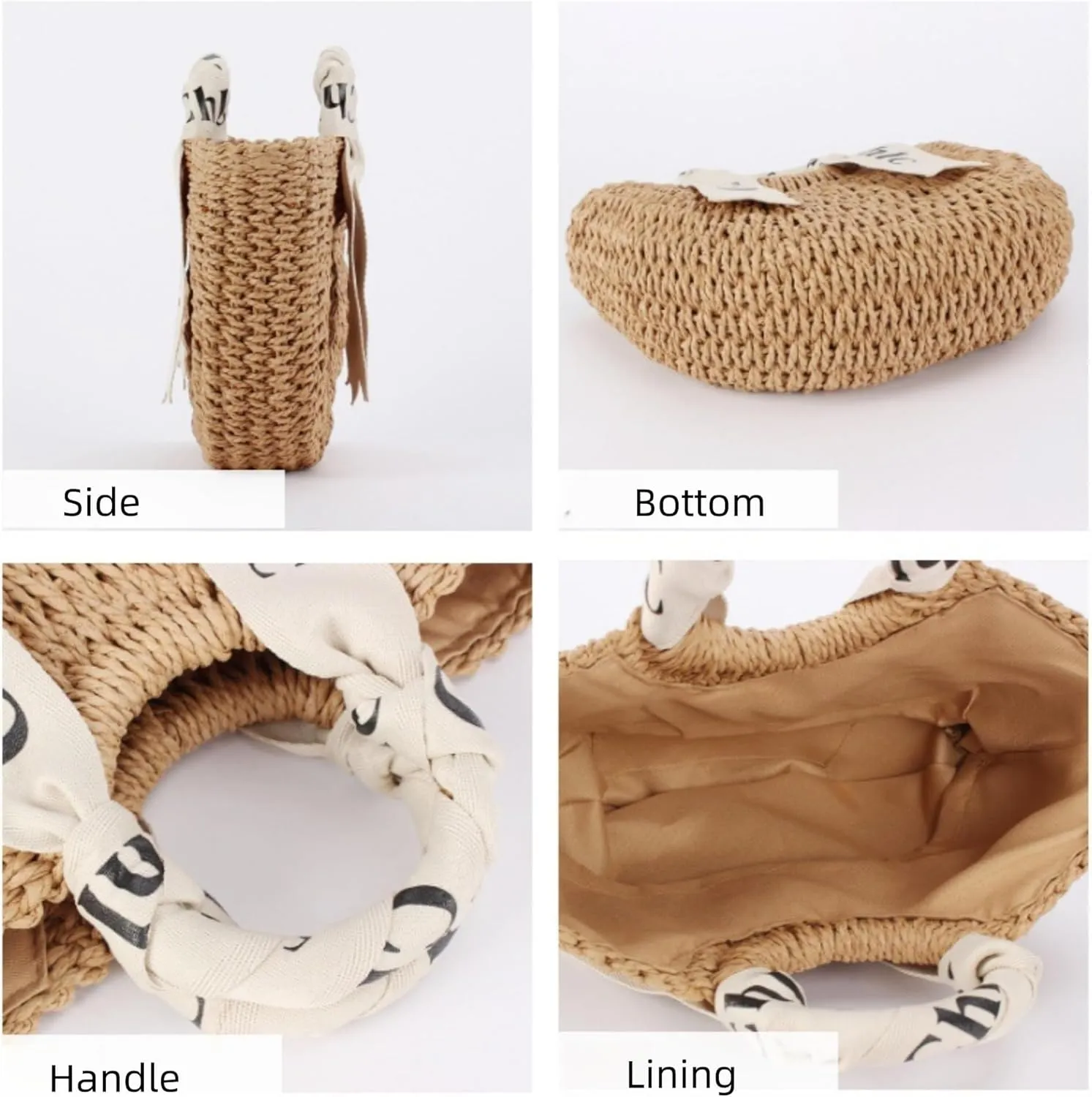 Eiyye Women's Shoulder Handbag Straw Beach Bag Woven Bag Handbag Purse Summer Beach Bag, Khaki
