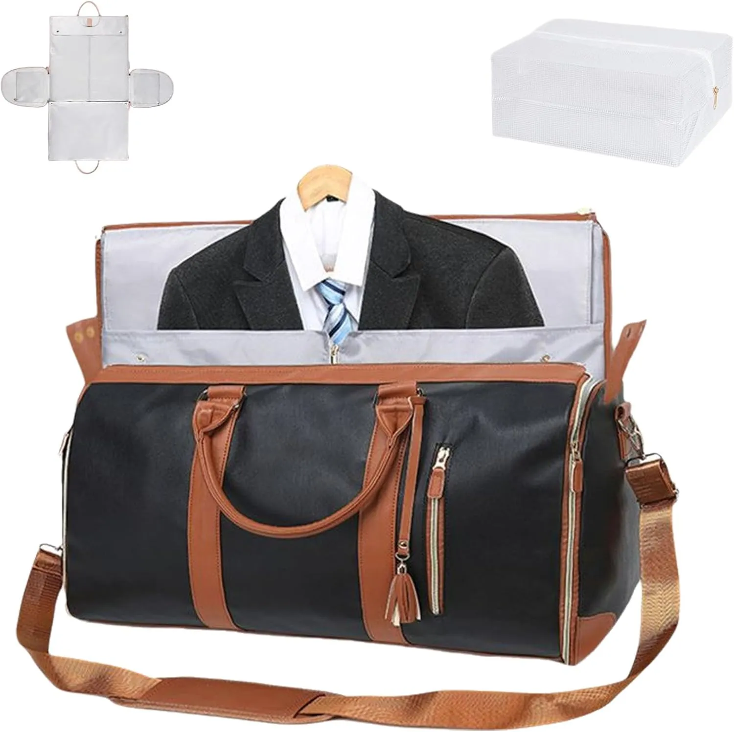 Emmafy Travel Bags for Women,Convertible Garment Duffle Bags for Travel, 2 in 1 Hanging Suitcase Suit Foldable Travel Duffel Bags (C)