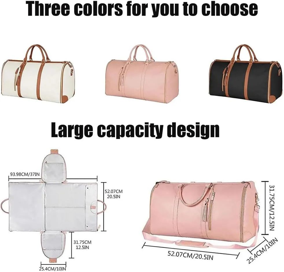Emmafy Travel Bags for Women,Convertible Garment Duffle Bags for Travel, 2 in 1 Hanging Suitcase Suit Foldable Travel Duffel Bags (C)